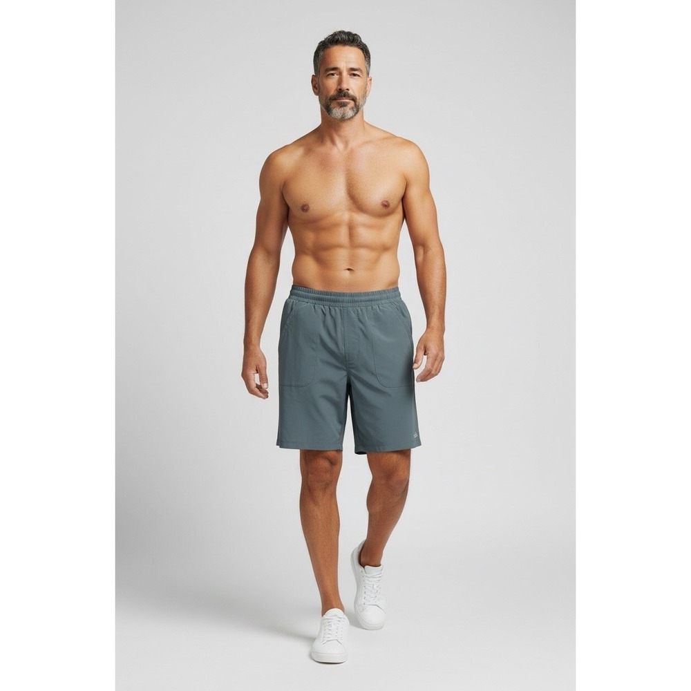 Alo Yoga Men's Gray Athletic Shorts M Drawstring Elastic Waist Recycled Nylon